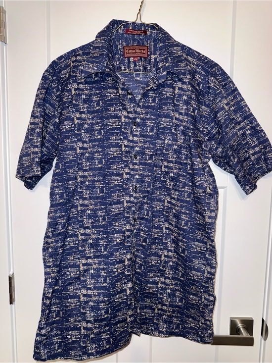 Falcon Bay Sportswear Other - Men's Navy Printed Short-Sleeve Button-Down Shirt Large Tall 100% cotton